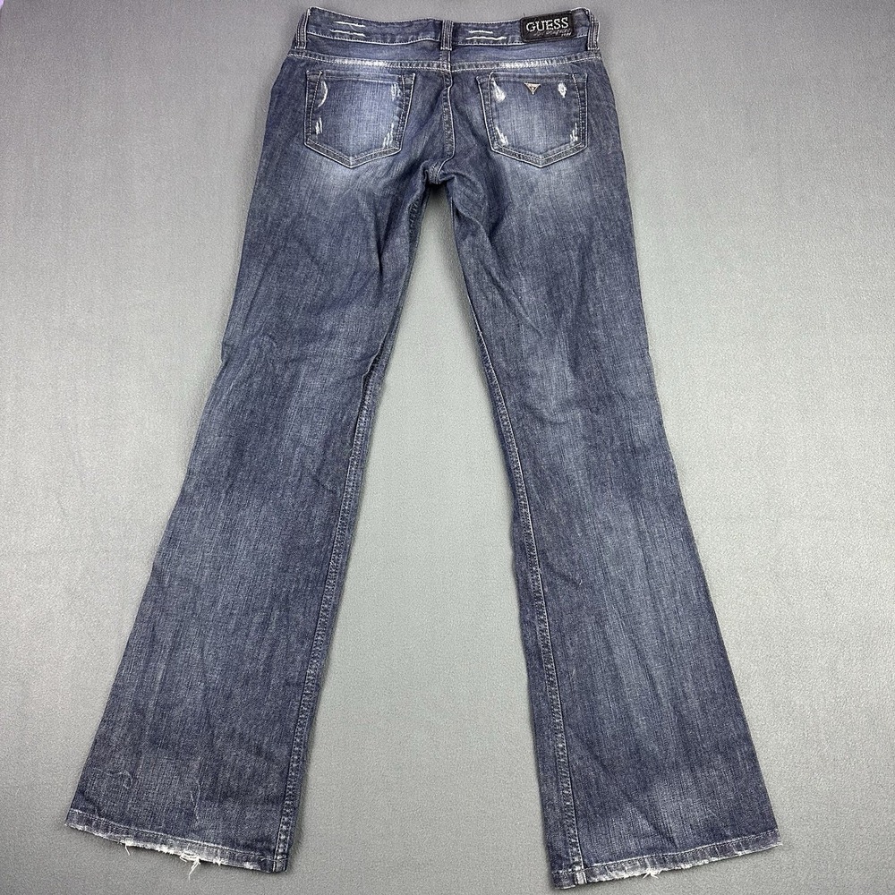 Guess Premium Light Wash Denim Jeans Size 28 Ripped Distressed Flare Low Rise - Picture 14 of 14